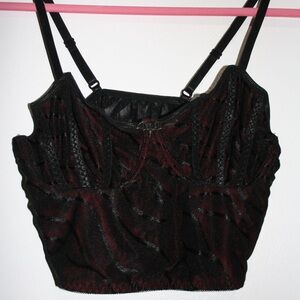 Black and Red Lace Bustier Top